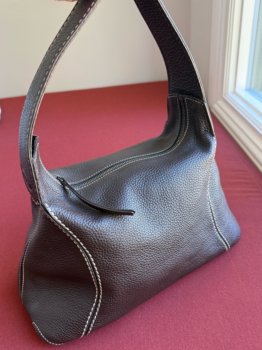 Tod’s Vintage Brown Pebbled Leather Hobo Shoulder Bag Quiet Luxury - Picture 1 of 6